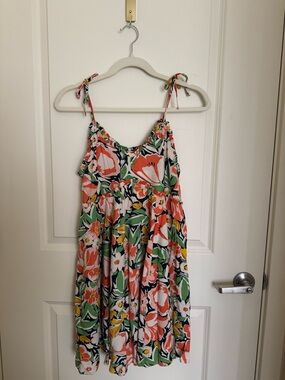 NWT Patrons of Peace Coral, Green & Yellow Floral Sundress